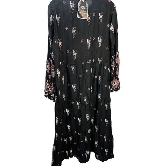 Button-Front‎ Scarf Print Maxi Dress Size XXL - Picture 3 of 7